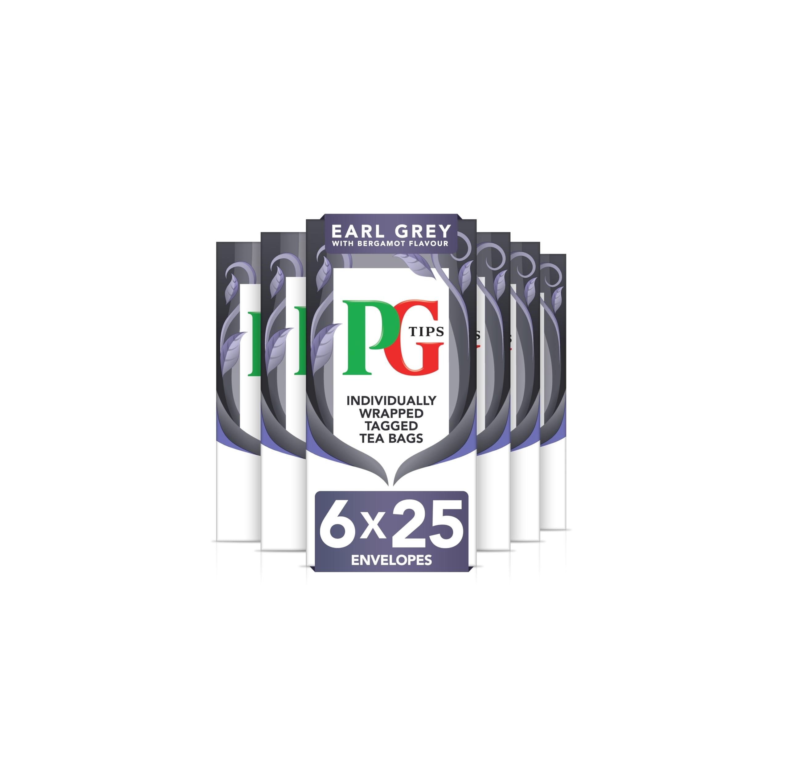 PG Tips Earl Grey Tea Bags, 150 Black Enveloped 25 Count (Pack of 6)