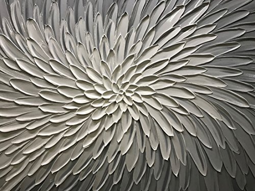 Amei Art Paintings, 24X48 Inch Paintings Oil Hand Painting 3D Hand-Painted On Canvas Abstract Artwork Art Wood Inside Framed Hanging Wall Decoration Textured Abstract Oil Painting (Elegant Gray)