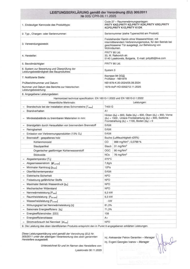 Kaminofen Modell K1 D 9,3 kW – Holzofen freistehend mit Sichtfenster, EEK A+, BImSchV Stufe 2, EcoDesign 2022, Holzheizung für Wohnraum Haus Ferienhaus