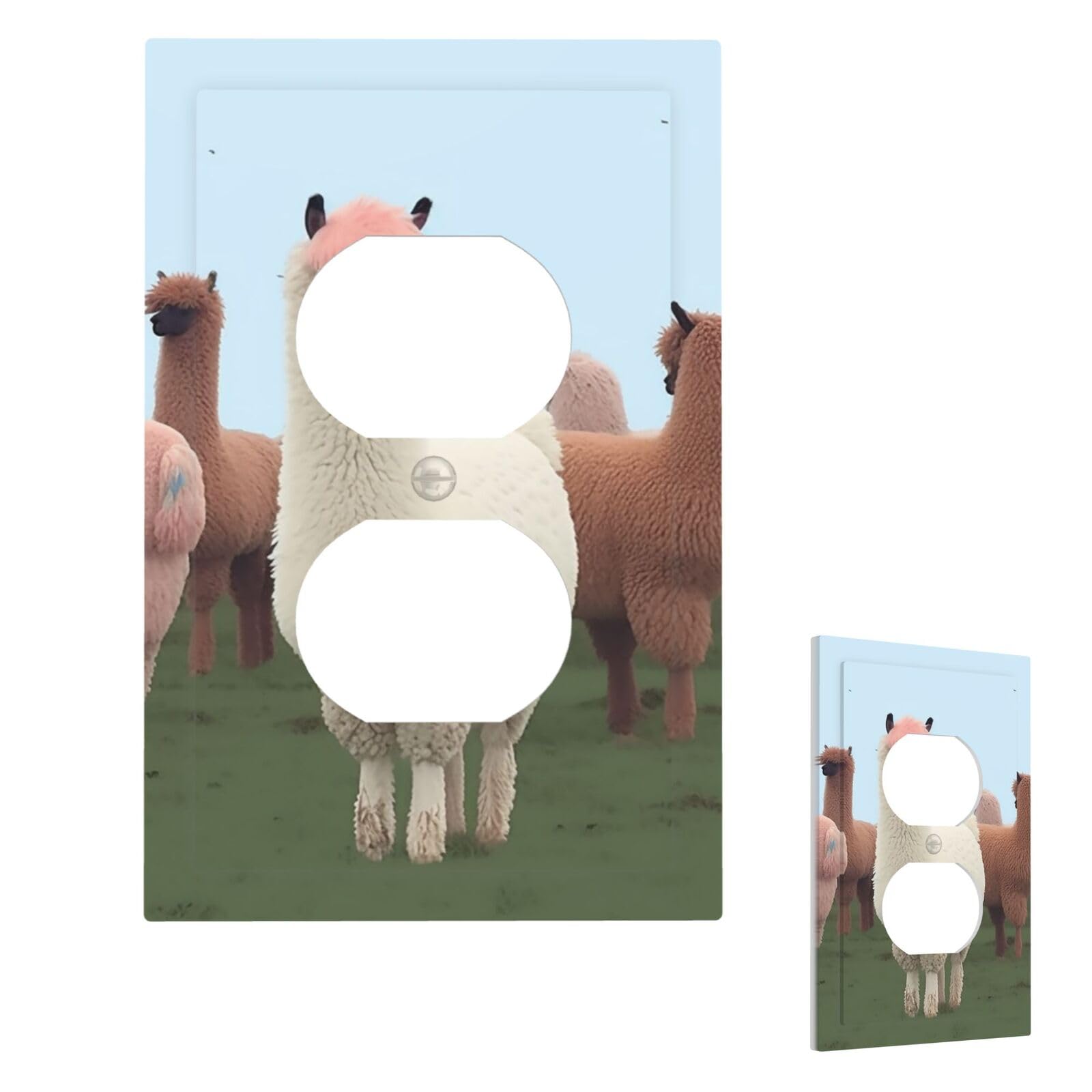 Alpacas Wall Plate Cover Duplex, Modern Decorative Light Switch Cover Unbreakable Receptacle Outlet Covers for Living Room Bedroom Decor