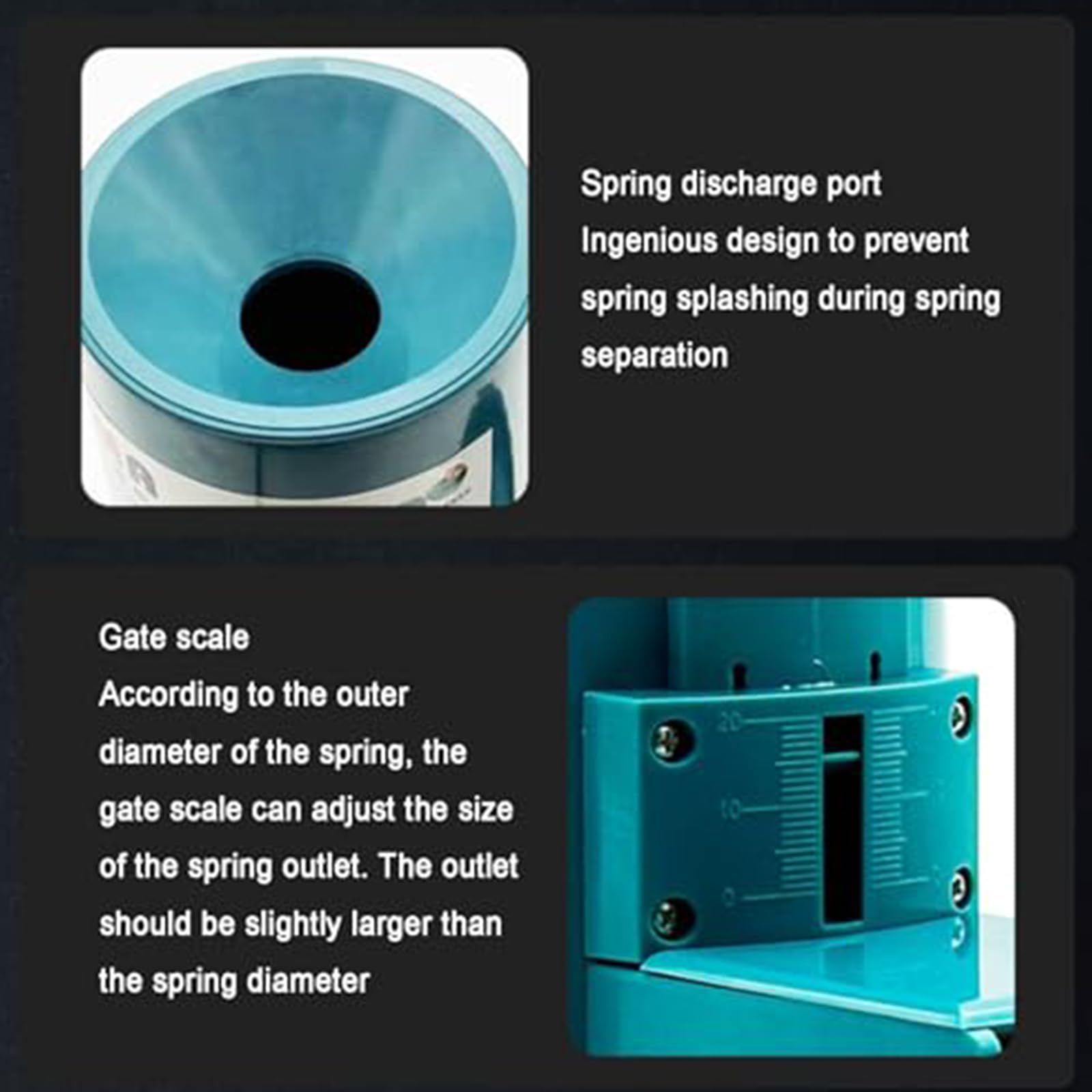 Máquina separadora automática de resortes, herramienta compacta de separación de resortes de 16 W para resortes helicoidales, se adapta a 2-12 mm de diámetro y 2-20 mm de longitud, para uso en taller