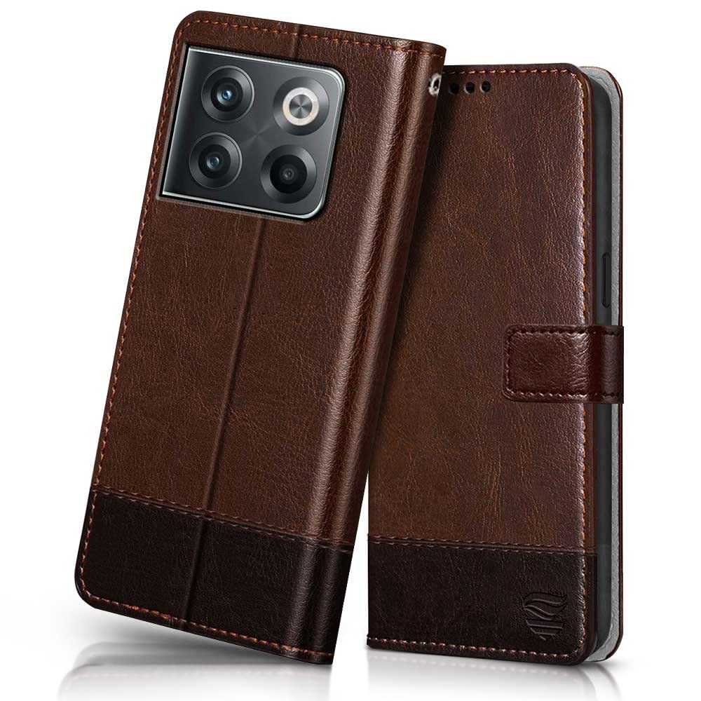 FLIPPED Vegan Leather Flip Case Back Cover for 1+ OnePlus 10T 5G (Flexible, Shock Proof | Hand Stitched Leather Finish | Card Pockets Wallet & Stand | Brown with Coffee) (B0B8H3PF43) Amazon Price History, Amazon Price Tracker