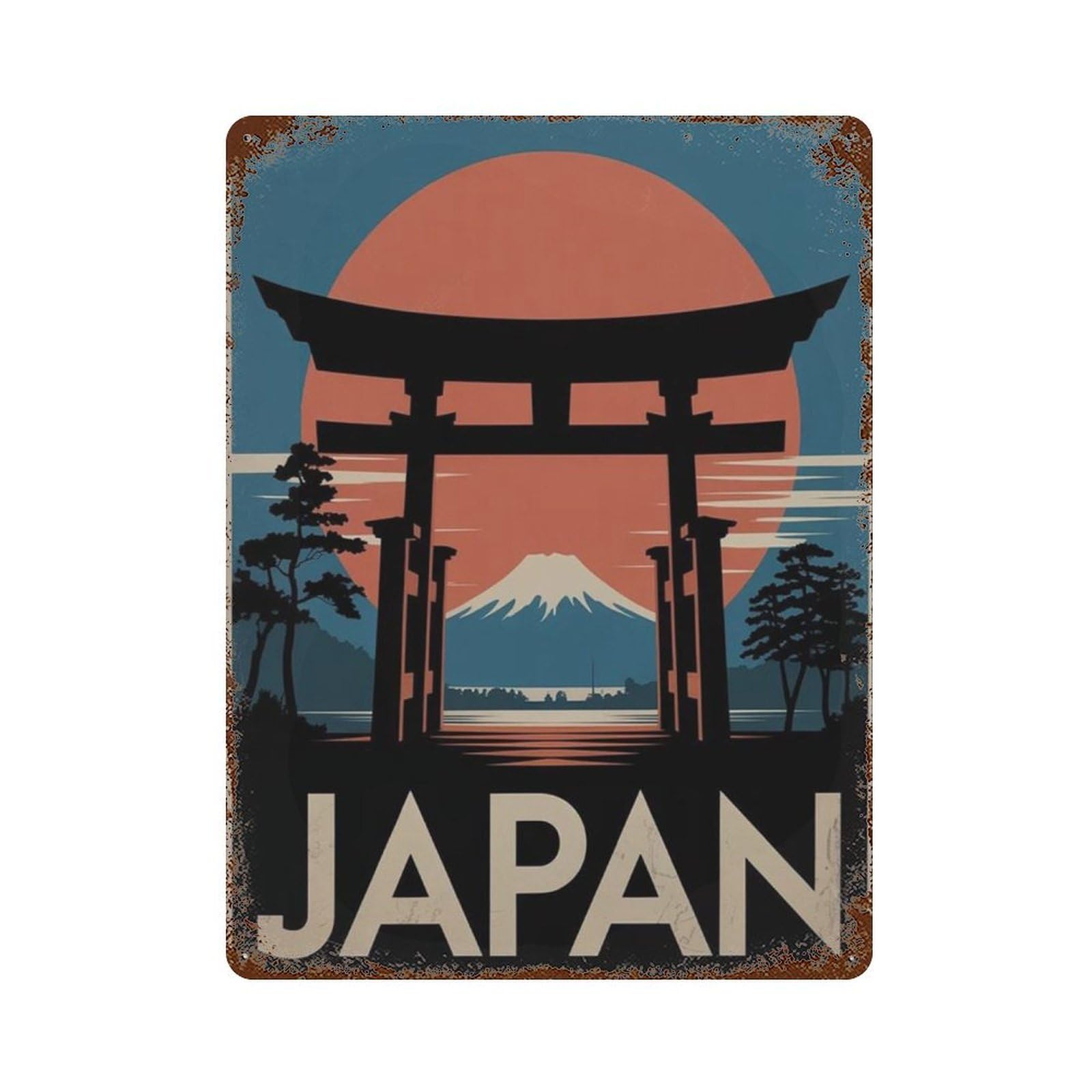 xiaoxiaoshen Japan Travel Mount Fuji Torii Gate Japanese Landscape Wall Decor Art Metal Tin Poster Modern Home Decor Art Home Bar Shop Decorations Vintage Sign 40x30cm