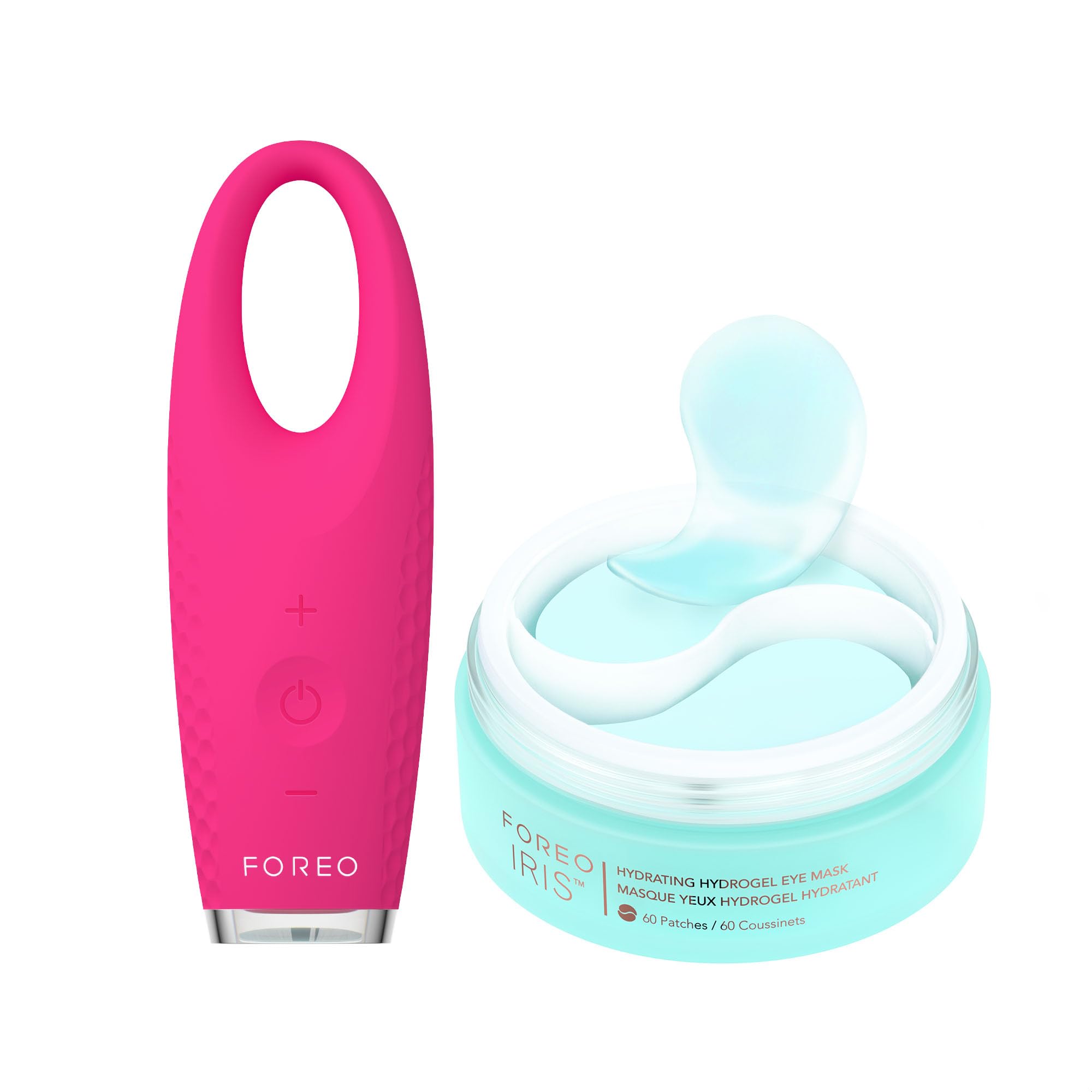 FOREO Eye Revive IRIS 2 Set - Masseur yeux drainage lymphatique + Masque yeux hydrogel hydratant, 60 pc- Soin contour anti-cernes et poches - Soin contour