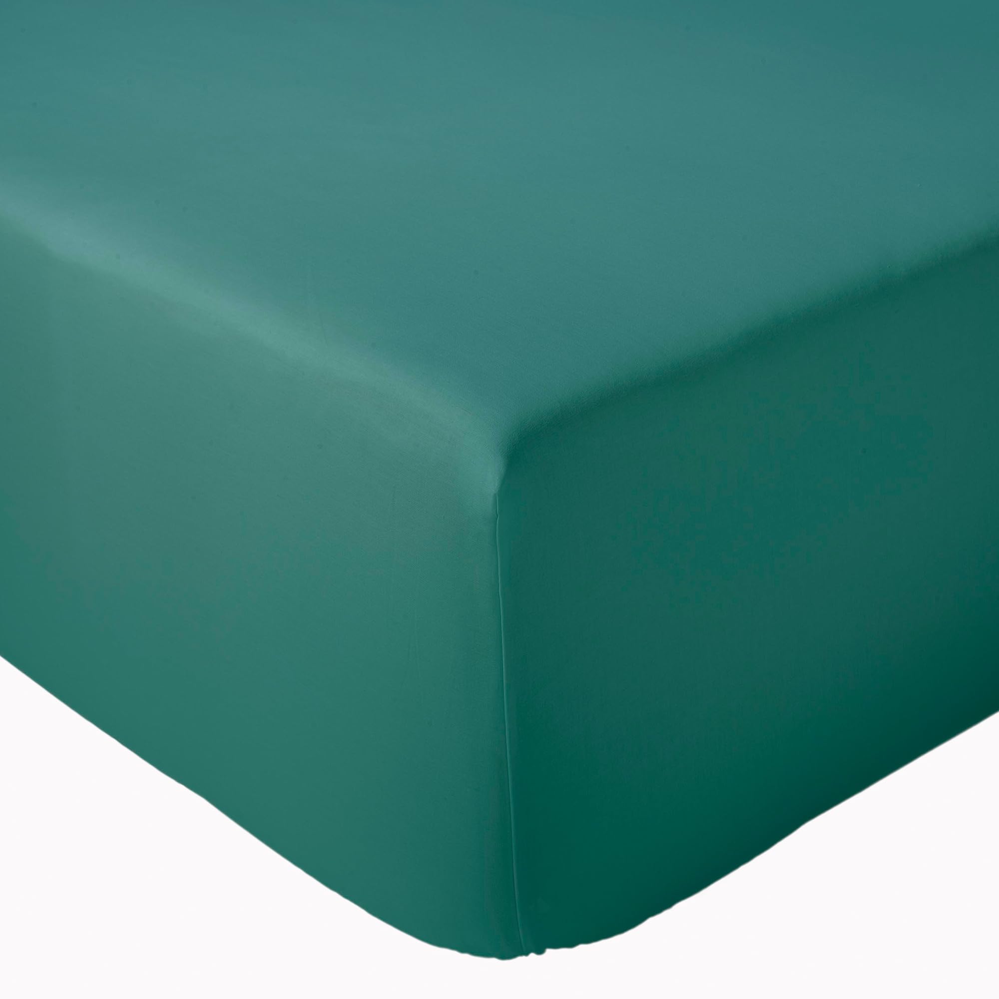 Drap housse 140x200 percale grand bonnet 40 cm vert émeraude