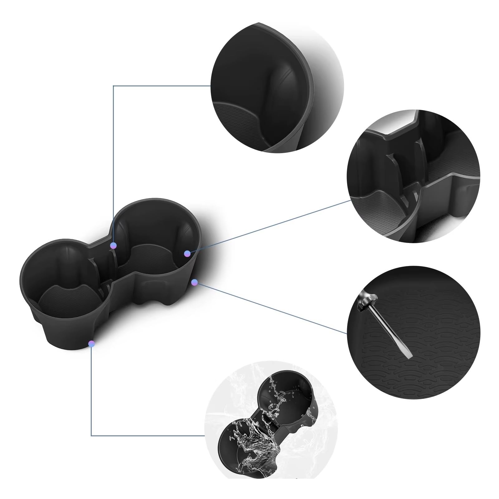 Portabevande per Auto compatibili con Tesla Model Y 2025, Vassoio portabicchiere di Ricambio per Auto, Accessori per l'organizzazione della Console Centrale.
