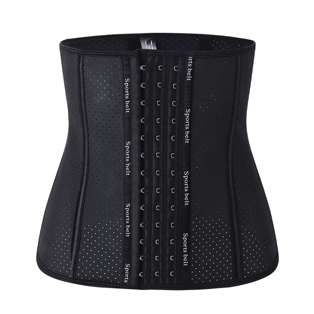 Las Mujeres De La Cintura De La Correa Trainer, Cintura Cinchers Látex Corsé De La Cintura Ajustable Gancho Y Malla Transpirable Ojo Aire Agujero, para Bajar De Peso,Negro,S
