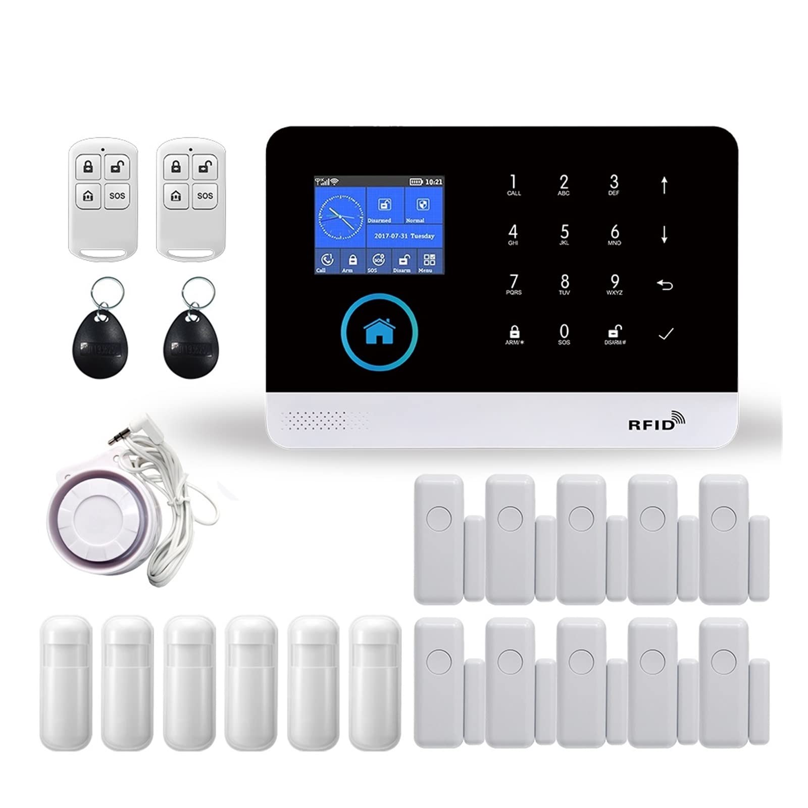 Kit Alarma Casa, PG-103 4G 3G GSM Sistema de alarma Tuya Smart Life Aplicación Control for la alarma de seguridad del hogar con Pir Sensor Puerta Sensor Smart Home Kit(Set A)