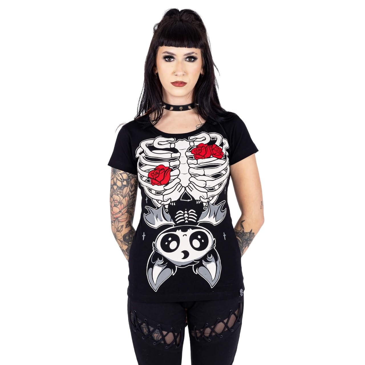 Cupcake Cult Women's Black Ribcage Bat T-Shirt, Xl - Uk 16