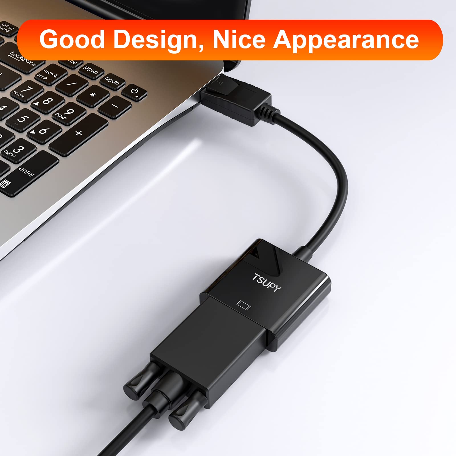 TSUPY Adattatore Displayport a VGA, Convertitore DP Maschio a VGA Femmina 1080P 60Hz per Desktop, Laptop, Proiettori, Monitor