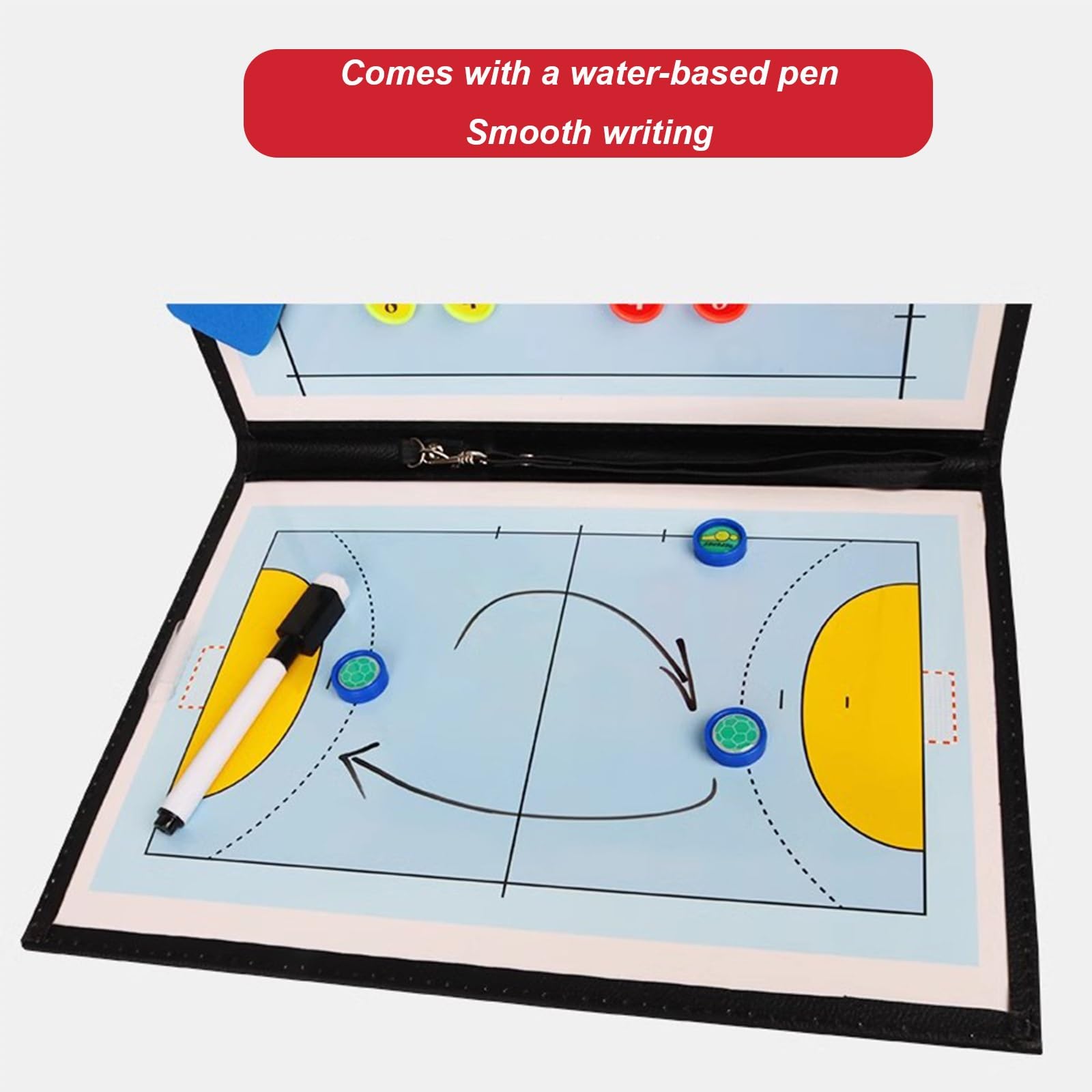 Pizarra Magnetica Balonmano, Tablero de Tácticas de Balonmano con Imanes Lapiceros, Carpeta Táctica Plegable, Pizarra de Entrenador, para Entrenamiento y Competición