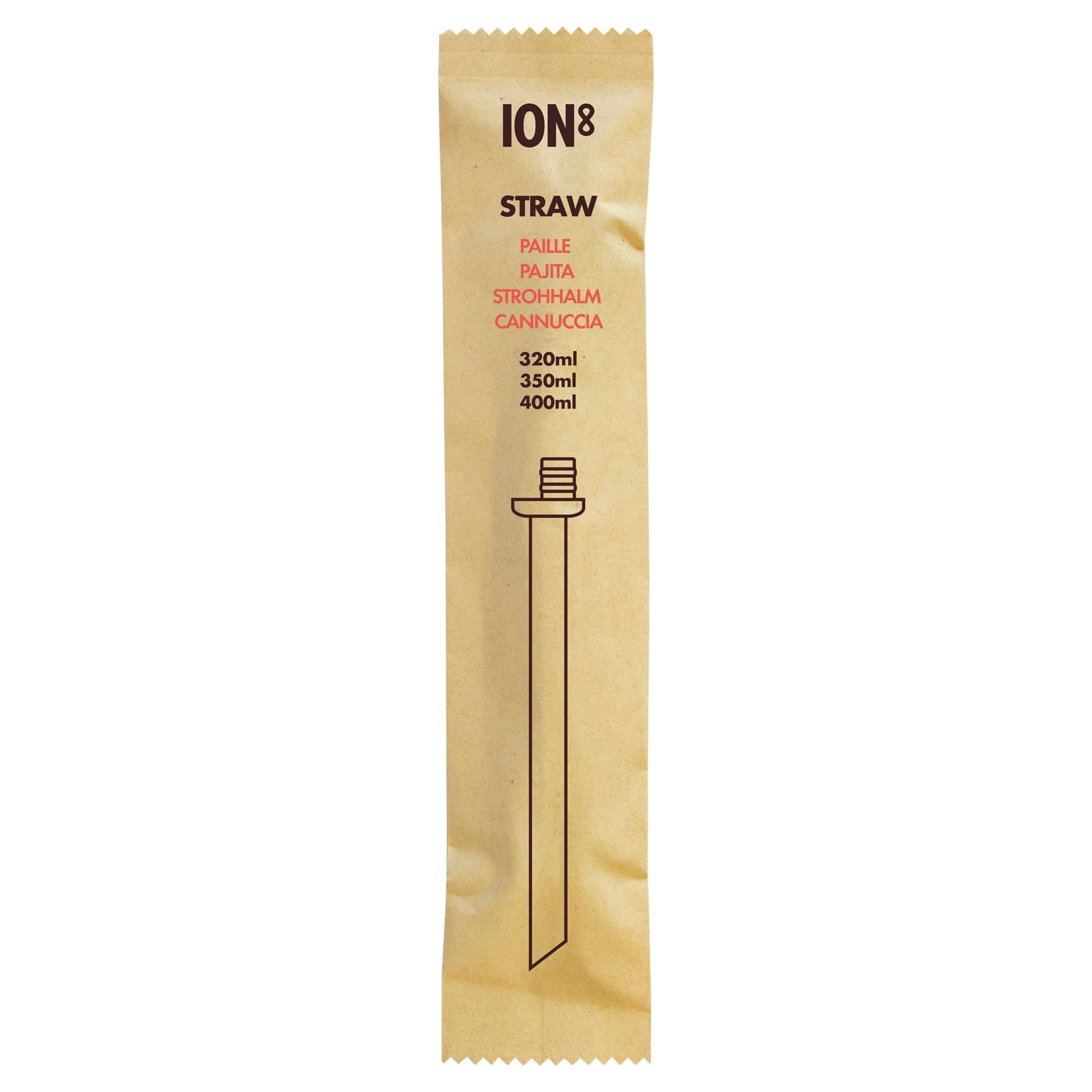 Ion8 Water Bottle Reusable Straw Accessory Water Bottles, 320ml, 350ml, 400ml, Wide Easy Clean Straw, Dishwasher Safe, Transparent, Small