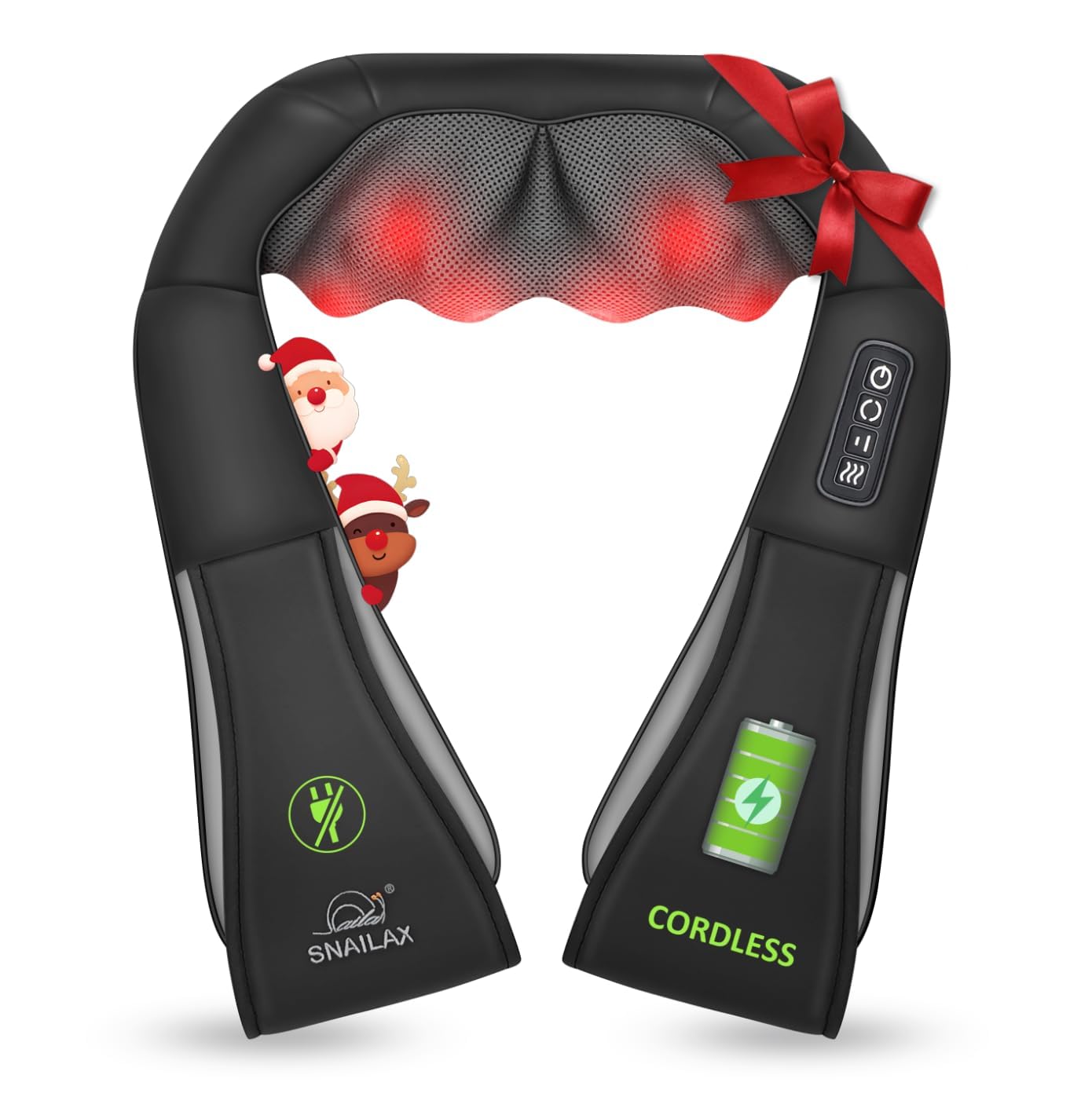 Snailax Cordless Neck Back Massager Shiatsu Neck And Shoulder Massager With Heat Portable Massagers For Neck And Back Lumbar Foot Electric Massage Pillow Gifts for Women/Men/Mom/Dad