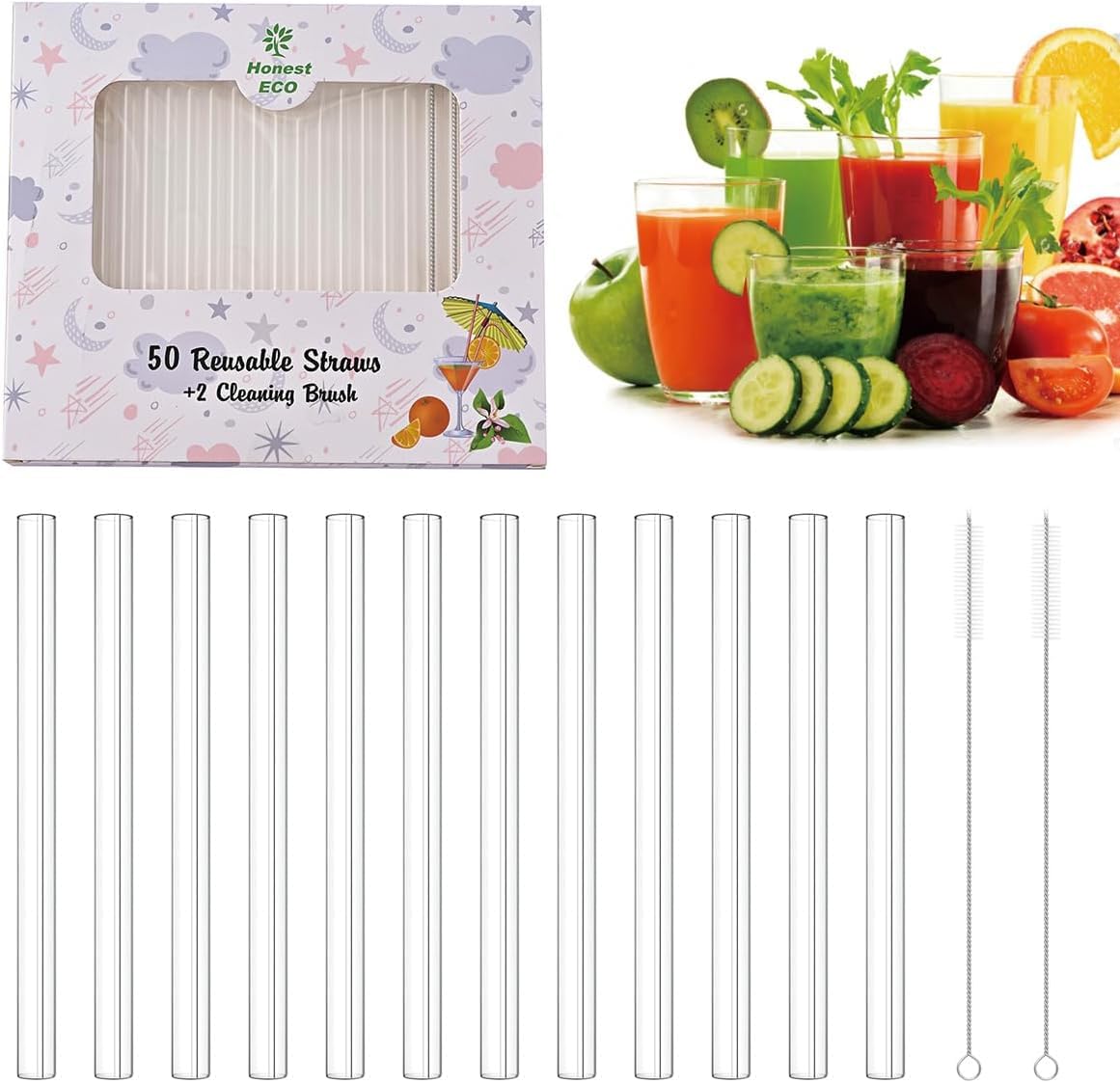 20 PCS 2-in-1 Slush Straws - Reusable All-in-One Spoon Stirring Utensils For Smoothies, Cocktails, Milkshakes & Coffee