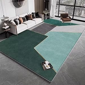 Cuadros Cabecero Cama Matrimonio Alfombra Gaming Verde Azul Diseño Geométrico Línea Decoración Insonorización Duradera Alfombra Salón 70X140cm