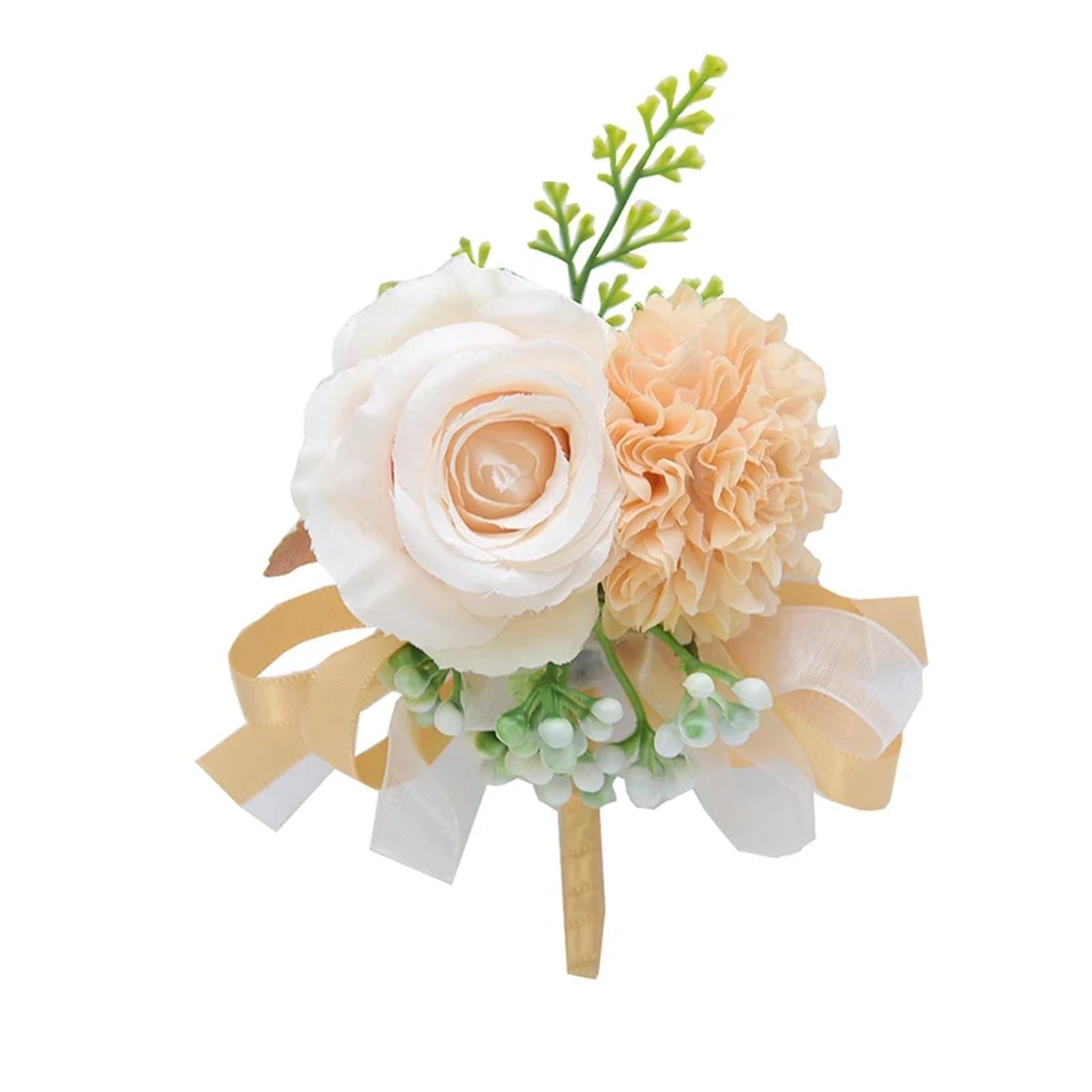 MQFBNNP Wedding boutonniere Boutonniere Groom Artificial Flower Bouquet Corsage Bridal Brooch(Champagne)
