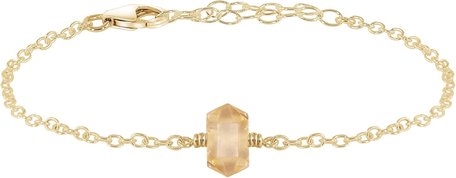 Citrine Double Terminated Crystal Bracelet in 14k Gold Fill
