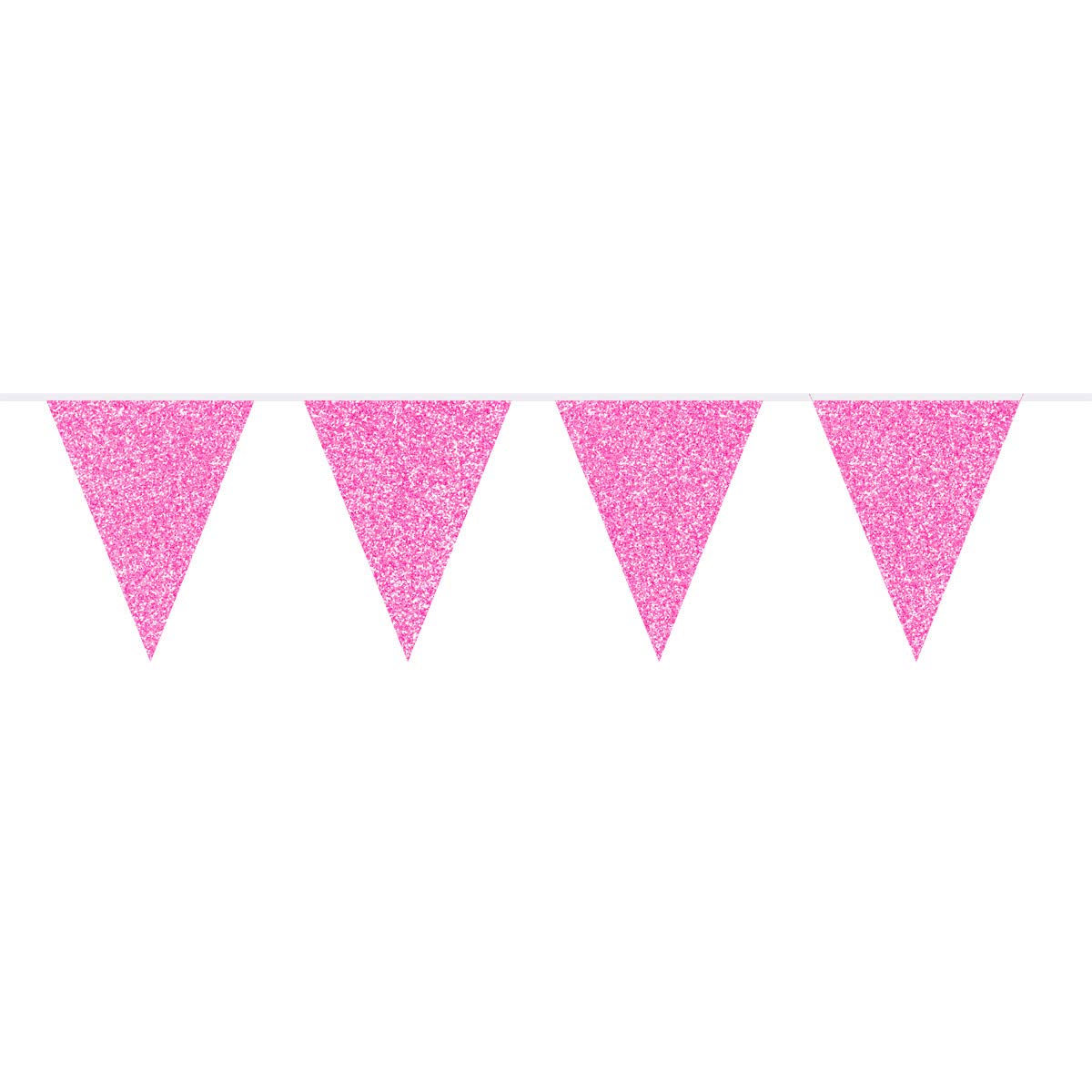 Folat - Pink Glitter Bunting Garland - 6 m
