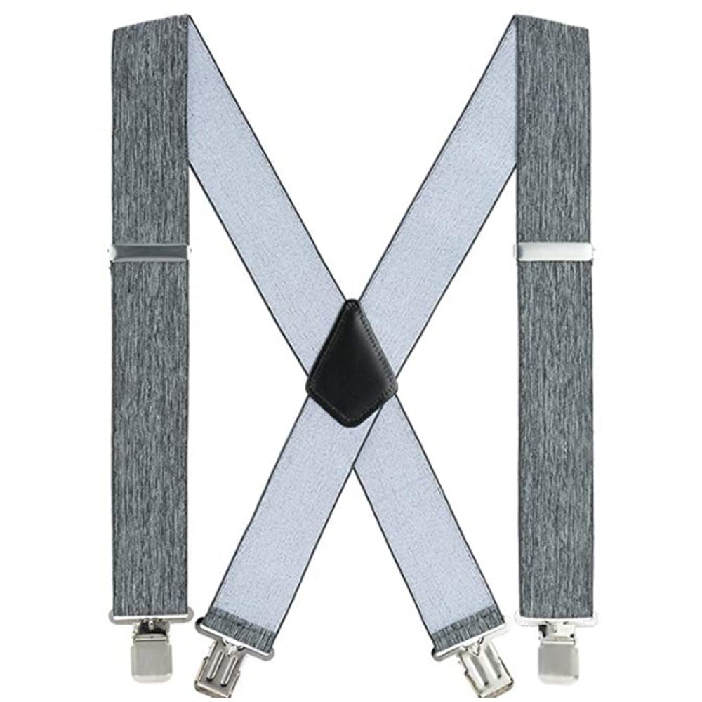 YYKSYDPT Men's Braces with Very Strong 4 Metal Clips 50 MM Wide Heavy Duty Suspenders X Style Adjustable Elastic Suspender Heavy Duty Mens Braces (Grey)