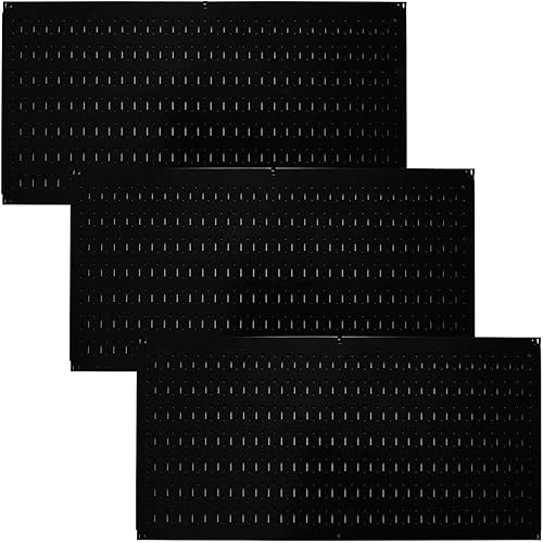 Wall Control - Tablero de clavijas para pared, paquete de 3 tableros de clavijas horizontales de metal de 16 pulgadas de alto x 32 pulgadas de