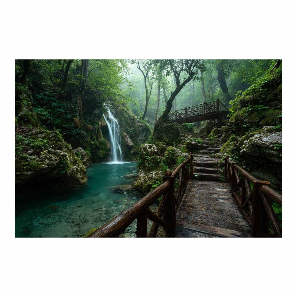 HOQIU Landscape wall art Forests s Waterfall Trail canvas art, art print, house decor, bedroom wall decor above bed, prints for living room.(Multicolor)-30x40cm Unframed
