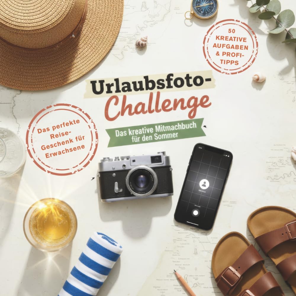 Urlaubsfoto-Challenge: Das kreative Mitmachbuch für den Sommer | 50 Fotoaufgaben & Reise-Geschenk für Erwachsene | Lustiges Fotospiel & Reisezubehör