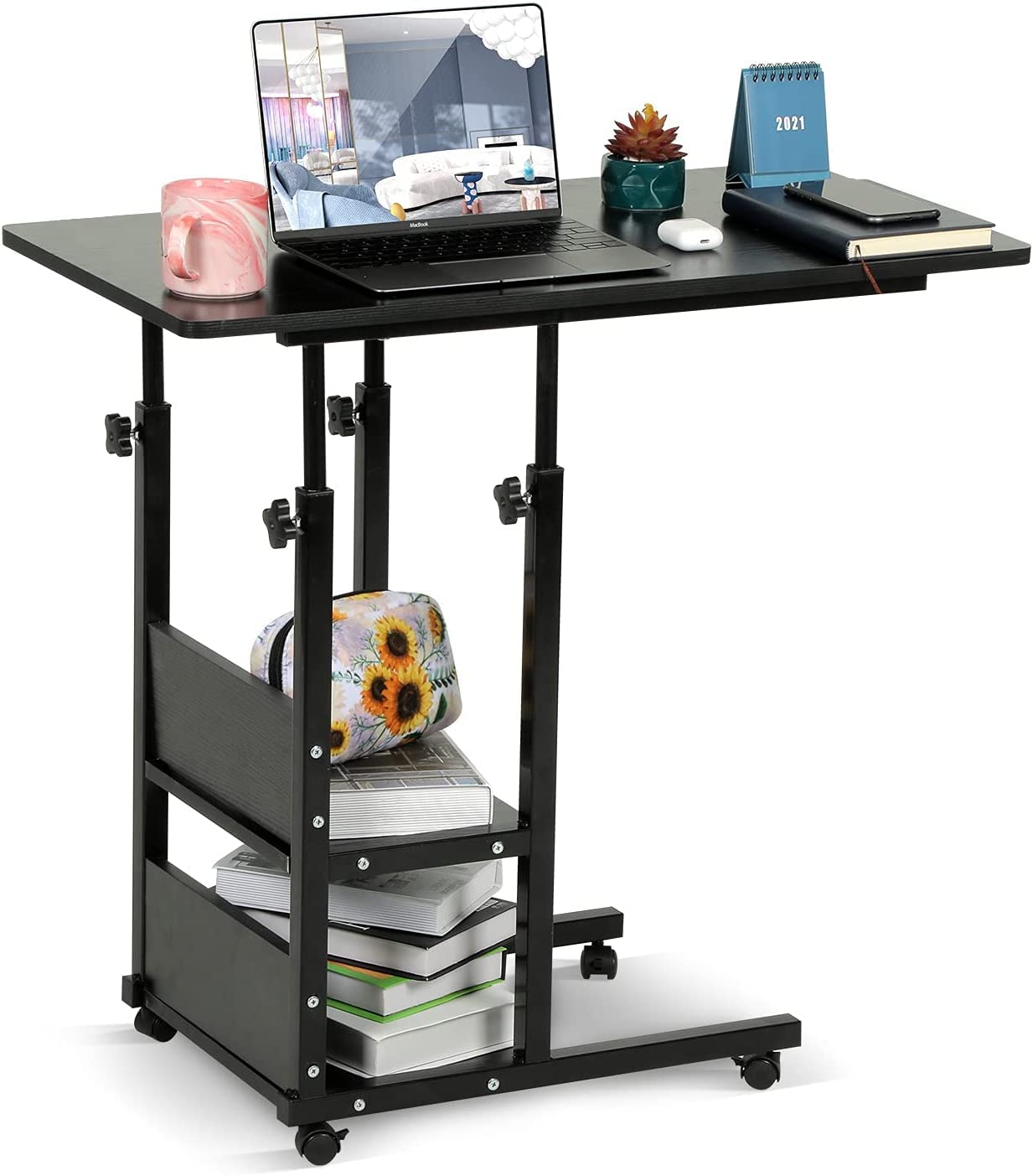 Buy HELEE Home Office Desk Sofa Side Computer Table with Wheels, Height