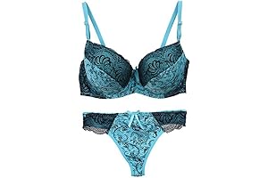 Women's Comfortable Push Up Embroidery Lace Bra and Panty Set Plus Size
