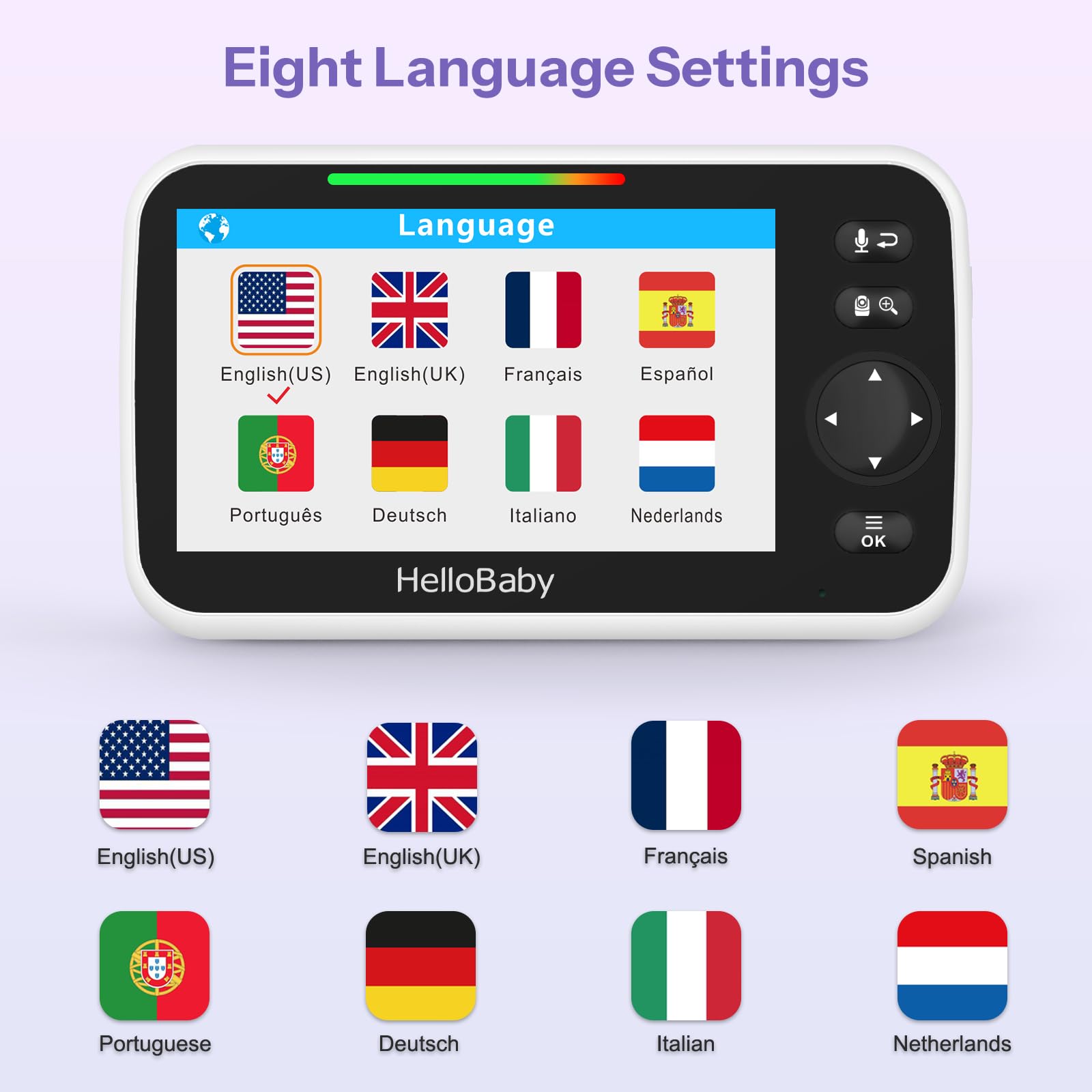 HelloBaby Babyphone Caméra Moniteur vidéo pour bébé Avec caméra et Vision Nocturne, Pantalla LCD Couleur Caméra de Vision Nocturne Infrarouge Mode Eco Affichage de La Température Sleepie