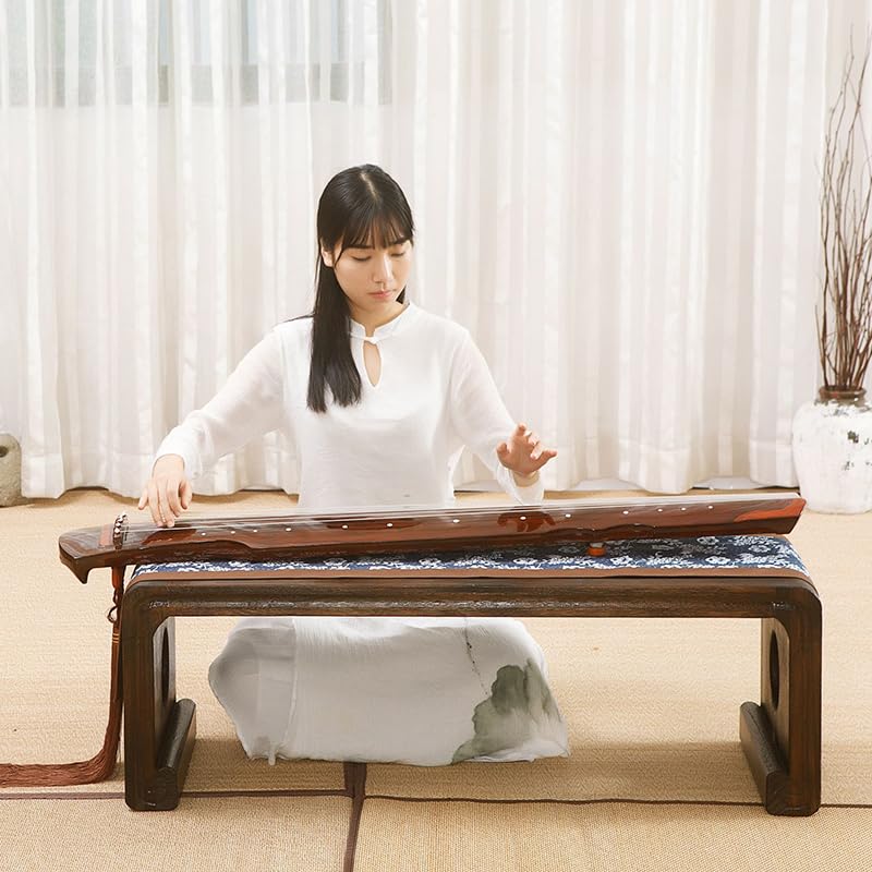 Tavolino Tavolo consolle Guqin Legno di pianoforte Mobili antichi Tavolo for gli ospiti a quattro spazi lunghi Tavolo da tè orientale a pavimento basso Tavolino da caffè ( Size : Table and stool )