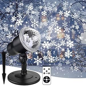 Christmas Projector Light, Snowflake LED Light with 4 Modes Christmas Outdoor Decoration Lamp with Remote Control Night…