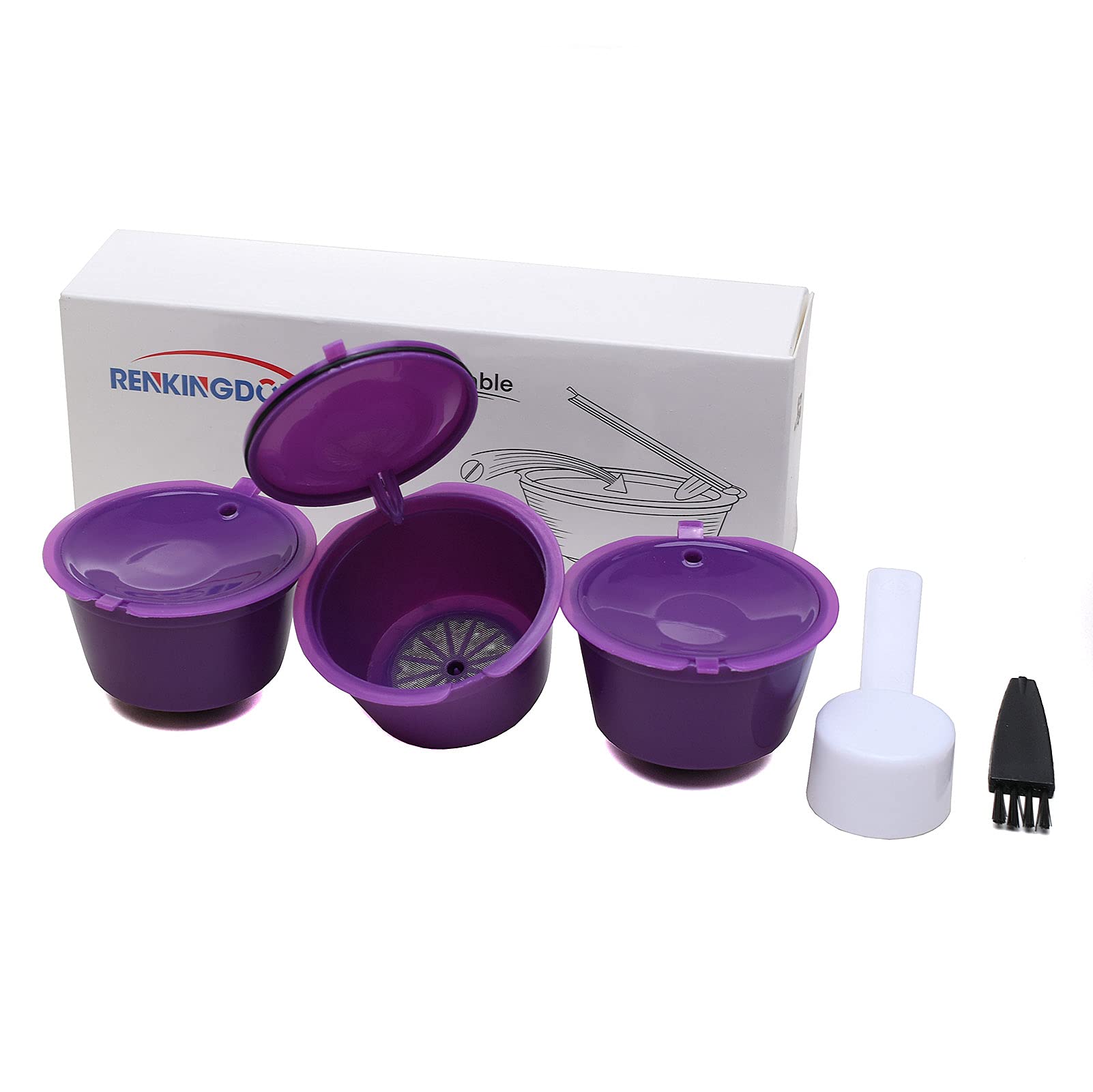 RENKINGDON 3pcsPack Dolce Gusto Coffee Capsule Plastic Capsule Refillable Reusable Compatible for Dolce Gusto Refill, Purple