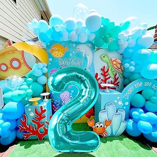 Image of KatchOn Aqua Blue Number 2 Balloon 40 Inch 2nd Birthday Decorations for Boy
