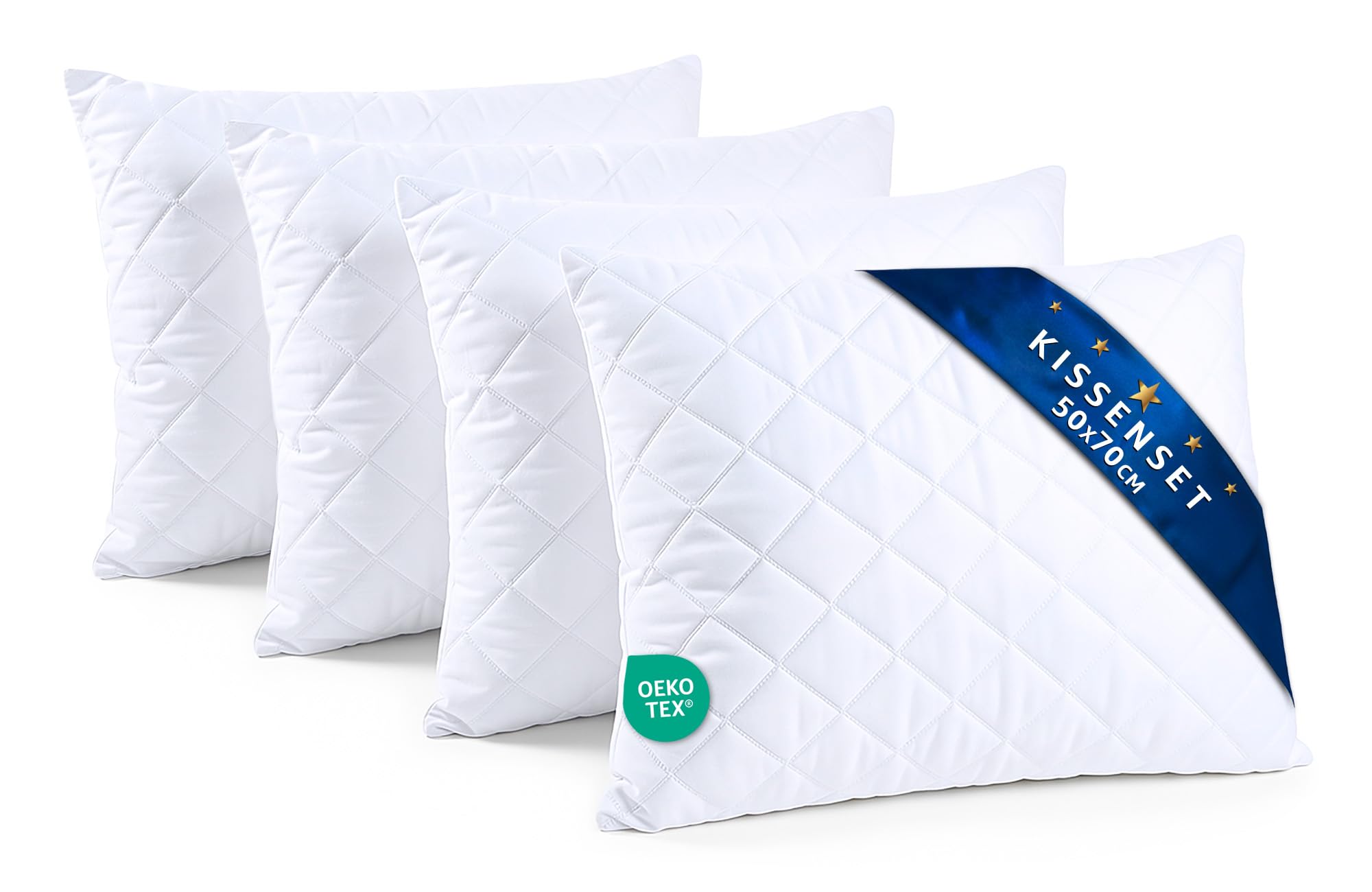 Amazinggirl Kopfkissen 50x70 cm - Kissen Allergiker Schlafkissen Polster Pillow Made in EU und Pillows for Sleeping 70 x 50 Bett Kissens für Schlafen Oeko-Tex Weiß - 4 Stück