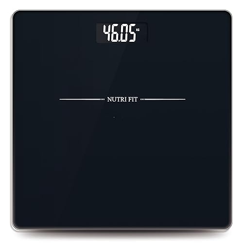 NUTRI FIT Báscula digital de baño para observadores de pérdida de peso corporal, discrepancia de 1.76 oz0.1 libras, pantalla LCD retroiluminada