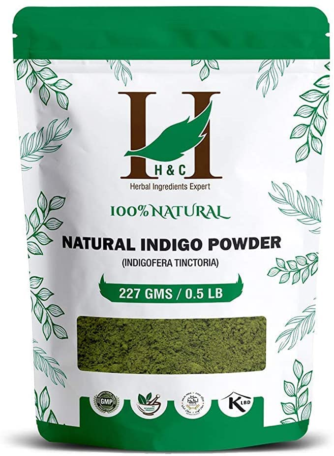H&C Herbal Ingredients Expert Natural Indigo (Indigofera Tinctoria) Powder for Hair Black (227g / 0.5 LB / 08 oz)