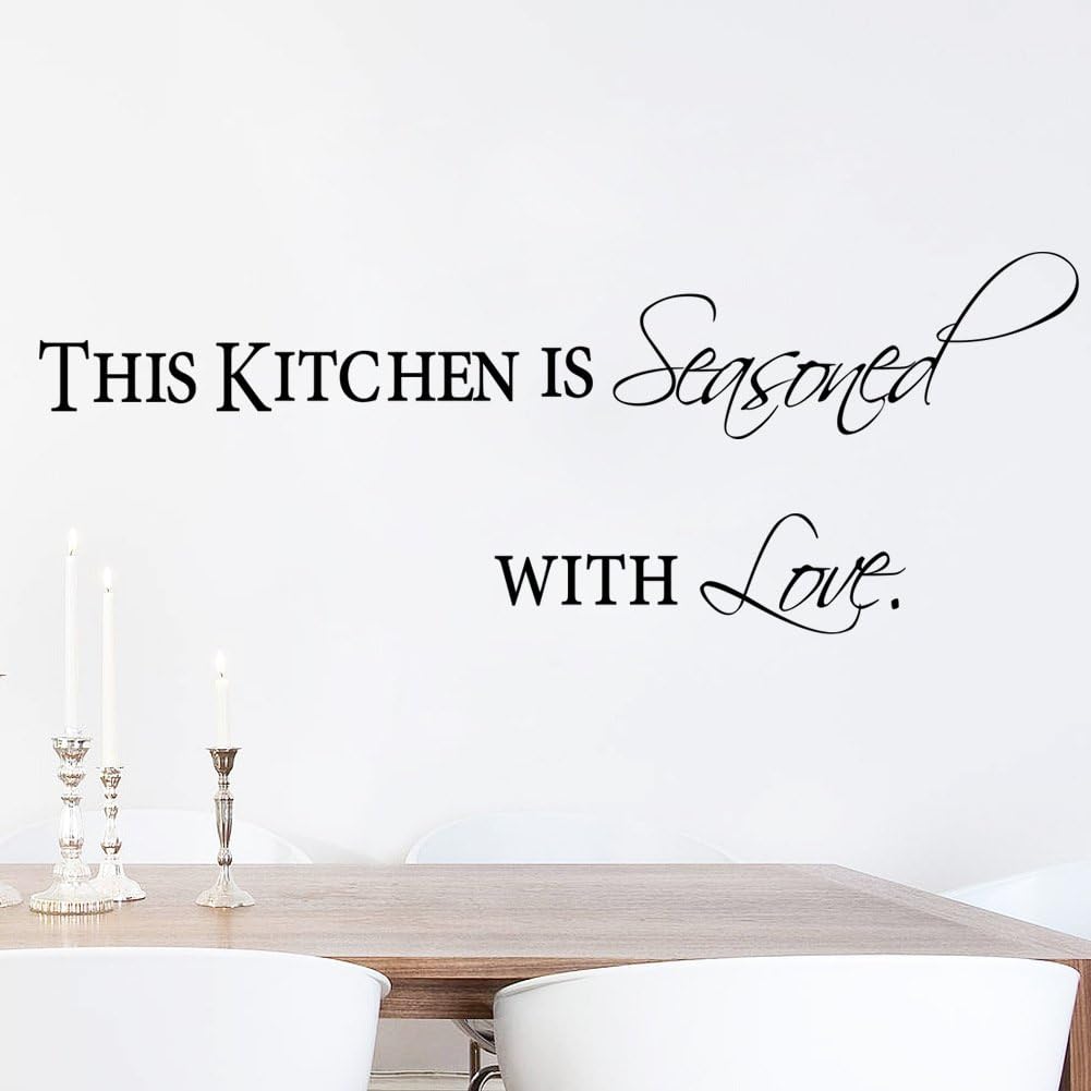 This Kitchen Is Seasoned with Love Quotes Wall Decal Removable Vinyl lettering Wall Art Stickers