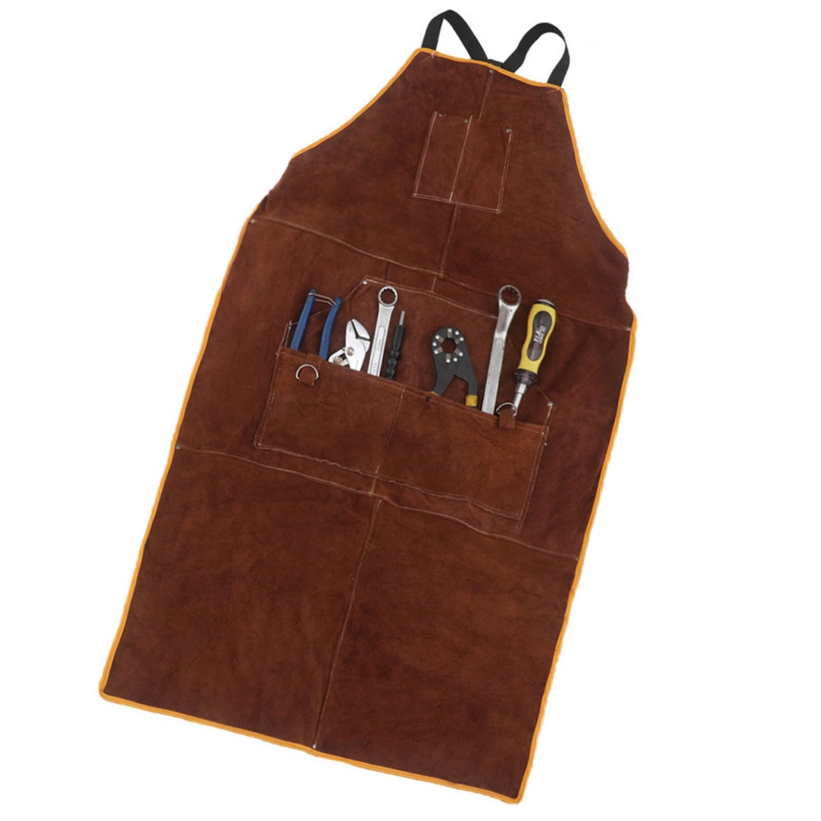 Nucelit BBQ Welding Leather Smock Highlighting Multiple Pouches for Tools Permanent Water Resistant Substance Fit Easy to Maintain Leather Smock for Welding