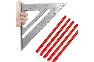 12-in-1 Carpenter Square, Owner Martinez Framing Square Tool, Precision Woodworking Layout Measuring Ruler 1/16-Inch Graduations