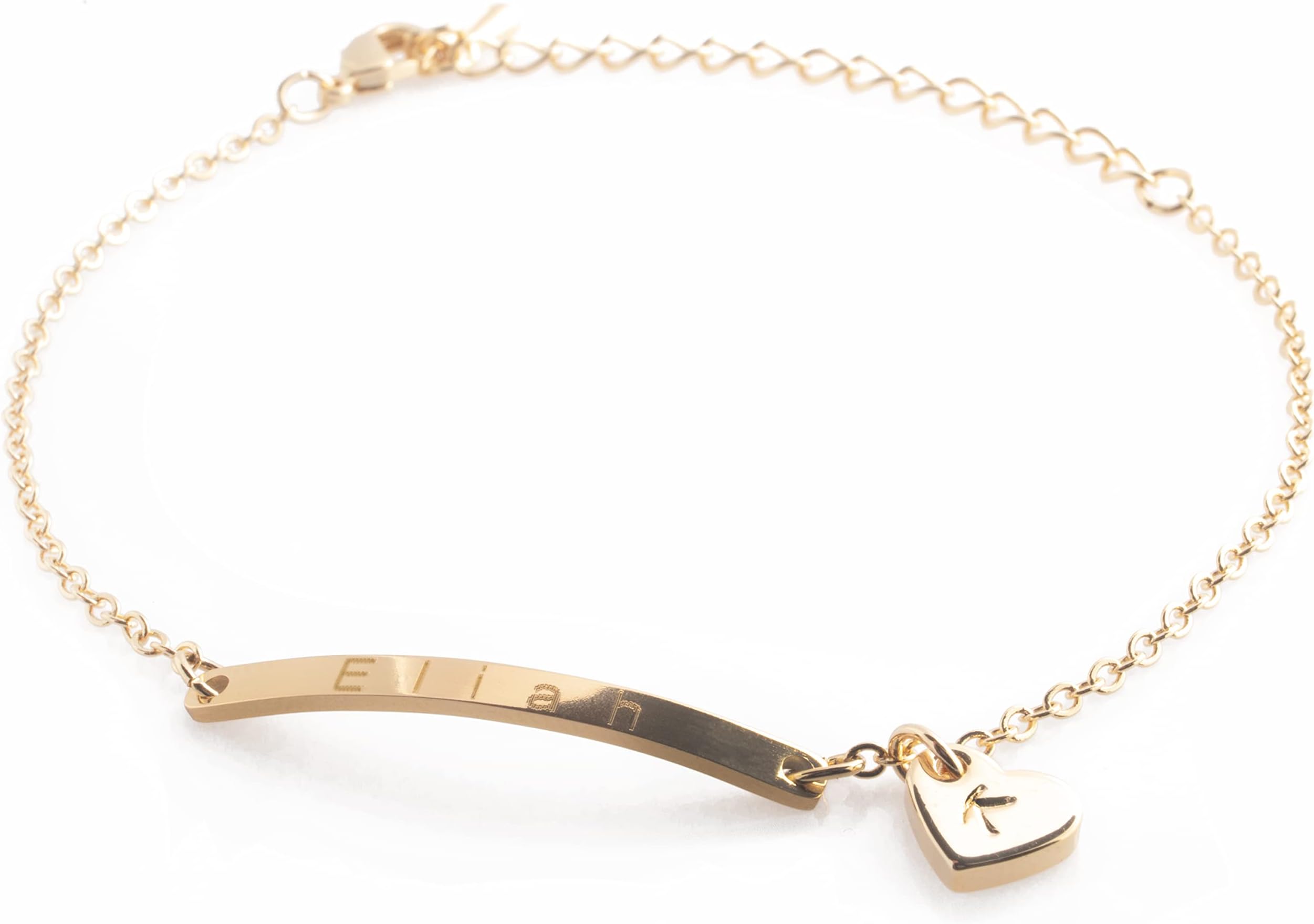 Personalized Mini Name Bar and Initial Bracelet Custom Engraved Dainty Bar Bracelet for Women Adjustable Minimalist Nameplate Jewelry 18K Gold Plated Rose Gold or Silver Gift