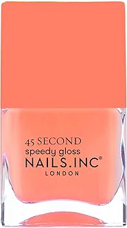 Nails Inc 45 Second Speedy Gloss, Bella, Pastel Coral, Neon, No Chip, Long Lasting, Quick Dry, Air Dry, Professional Manicures & Pedicures, Fingernails & Toenails, Vegan Nail Polish, 0.47 Fl Oz