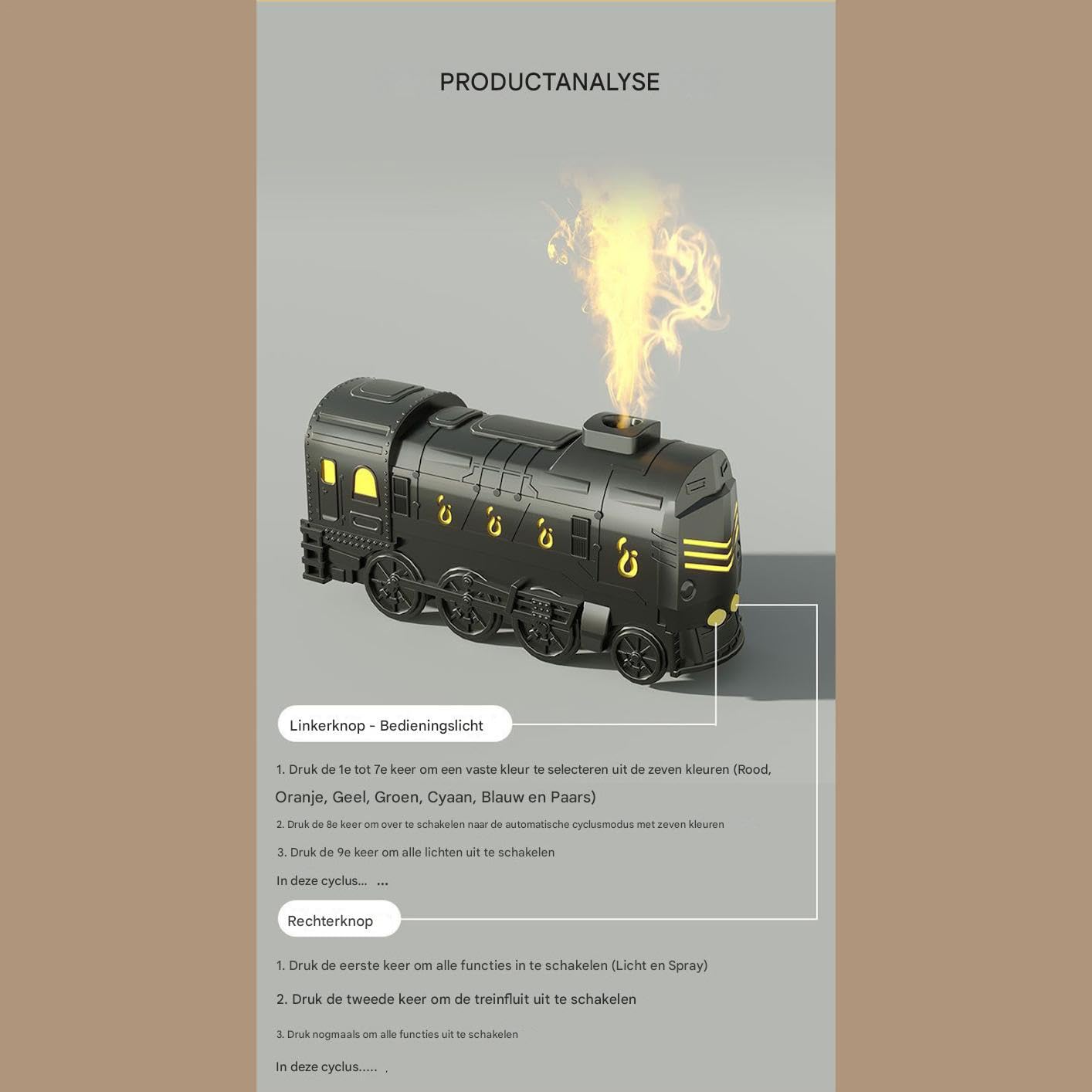 Diffuseur d'Air 7 Lumières de Couleur Train Humidificateur Décor