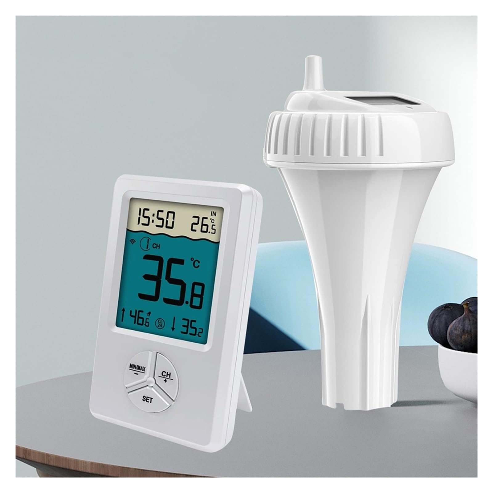Termómetro Digital Inalámbrico For Piscina, Resistente Al Agua IPX8, con Monitor De Temperatura Interior Y Medidor De Temperatura del Agua. FáCil De Usar