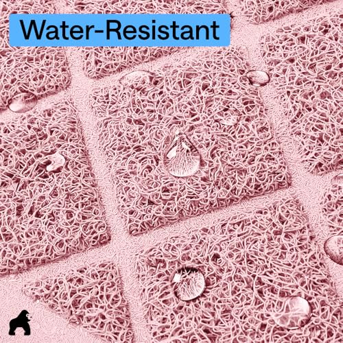 Image of Gorilla Grip Durable Cat Litter Mat (24x17), No Phthalate, Water Resistant, Traps Litter from Box and Cats, Scatter Control, Soft on Kitty Paws, Easy Clean Cat Mat (Light Pink), 1 Count, Plastic