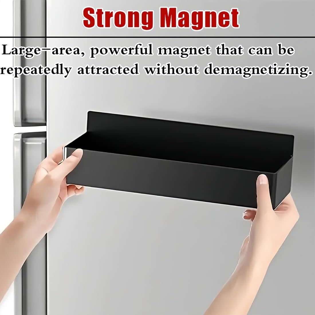 Starkes Magnetisches Kühlschrank-Regal zur Küchenorganisation | Kühlschrank Organizer mit 3kg Tragkraft, für Kühlschränke, Mikrowellen & Waschmaschinen(Rot,2*(S+L))