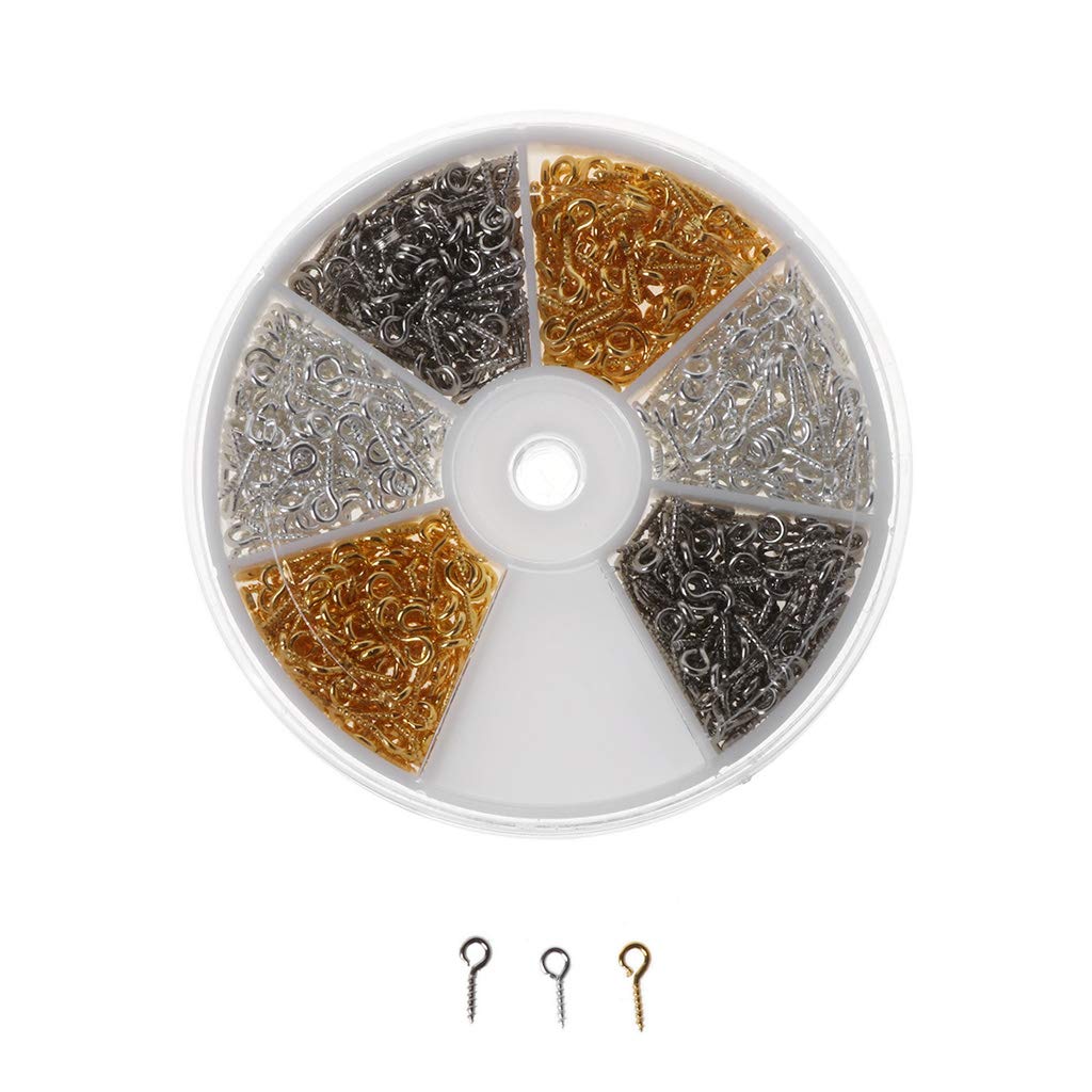 600X Metal Eye Pins Screw Eye Pins Screw Eyelets Small Eye Pin Pendants for Jewelry Making 4x10mm 3 Colors