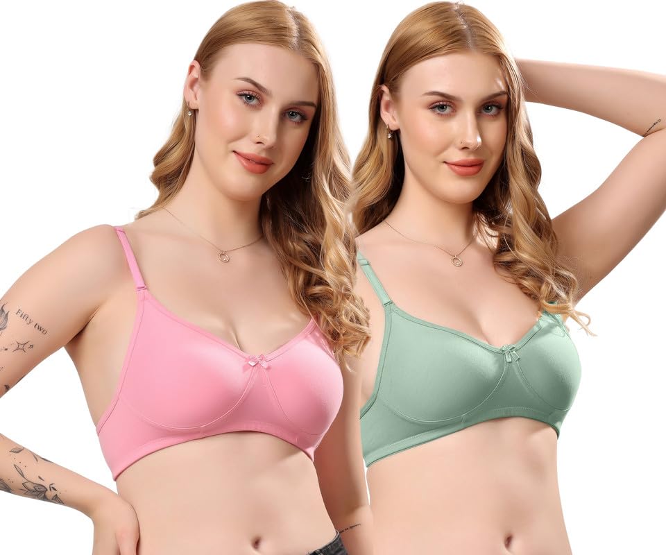 Image of London Hills Regular Bra for Women Everyday Non Padded Wire Free Mid Coverage Cotton Blend