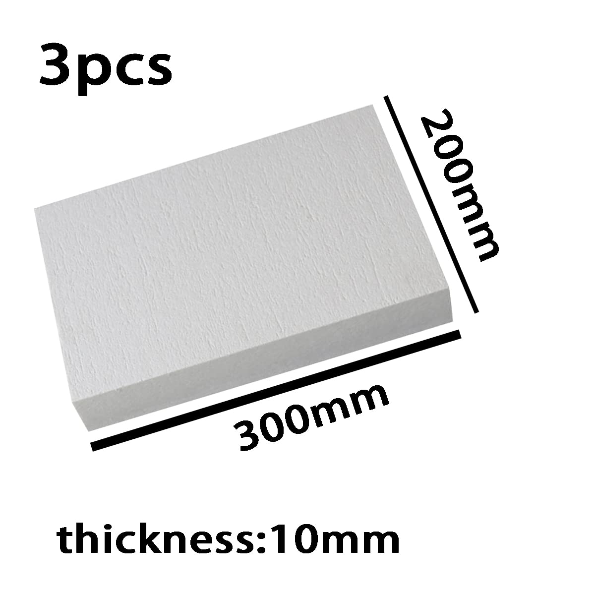 Pannello isolante ignifugo in fibra di ceramica per forni da pizza, stufe a legna, forni e forni, confezione da 3 pezzi, spessore 10 mm, 300 x 200 mm, lavabile in lavastoviglie