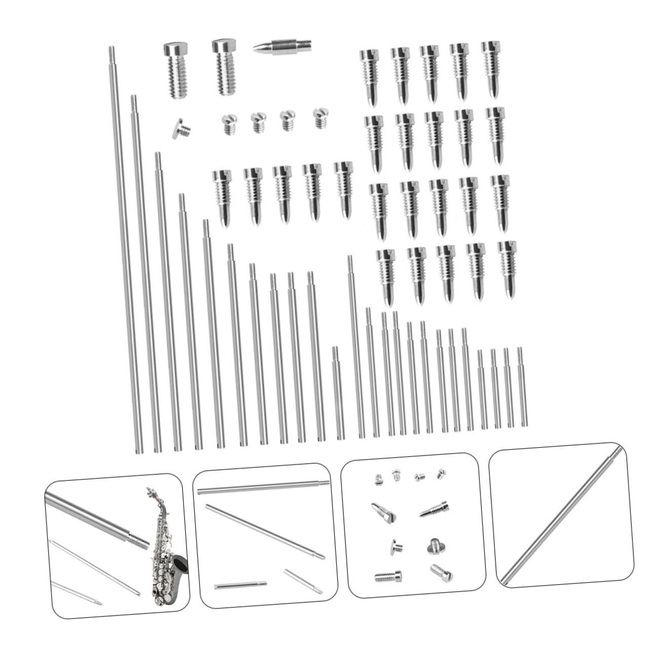 Toyvian 3juegos Accesorios Para Reparación De Saxofón Soprano Incluye Ejes Rosacados Tornillos y Clavo Kit De Mantenimiento De Instrumentos De Viento