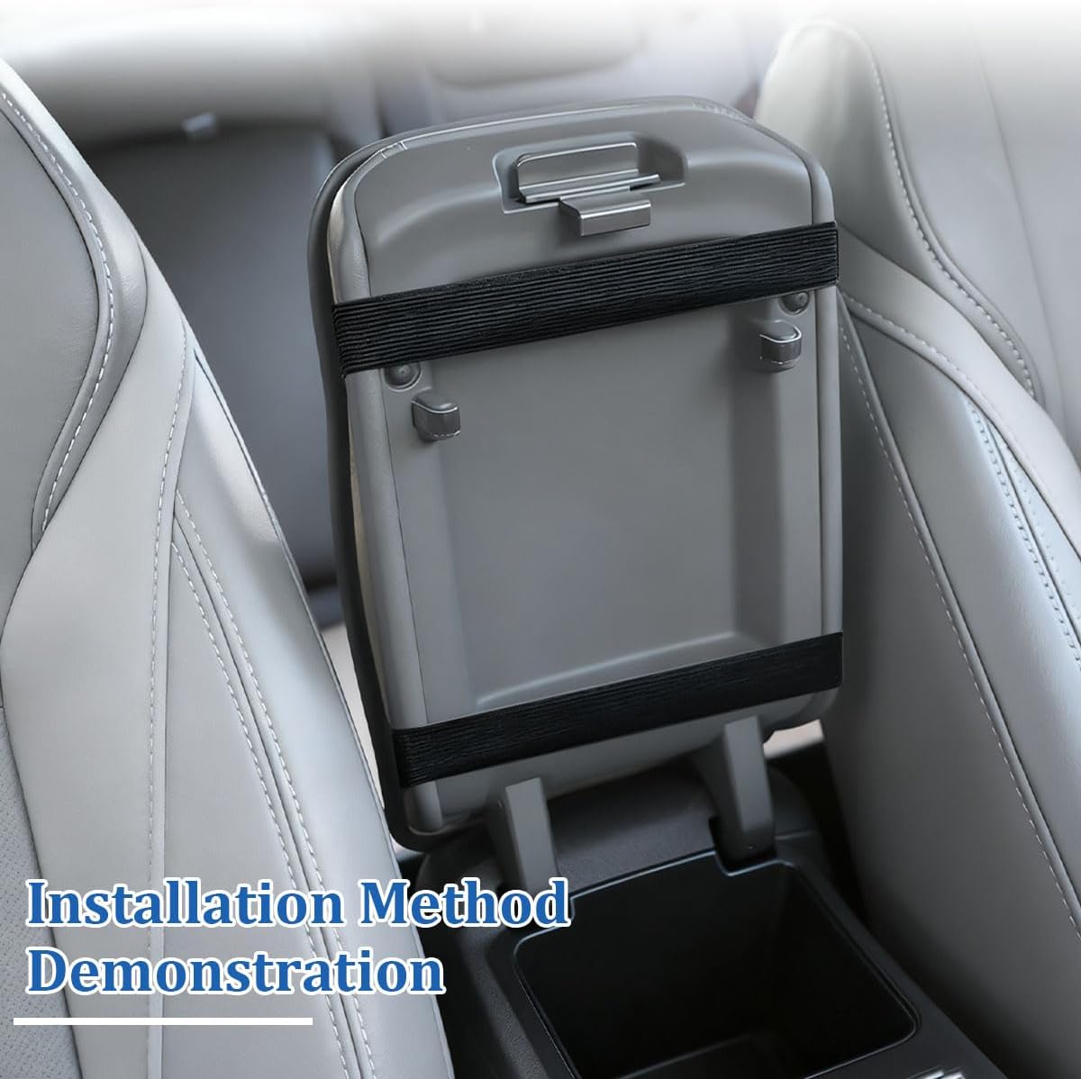 Zpana Car Center Console Cover, PU Leather Vehicle Arm Rest Protector Cushion, Comfortable & Waterproof Automotive Armrest Seat Box Pad Accessories, Universal for Most Vehicles (Black/Blue) image 4